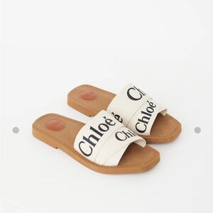 Chloé Beige & Brown Woody Flat Sandal